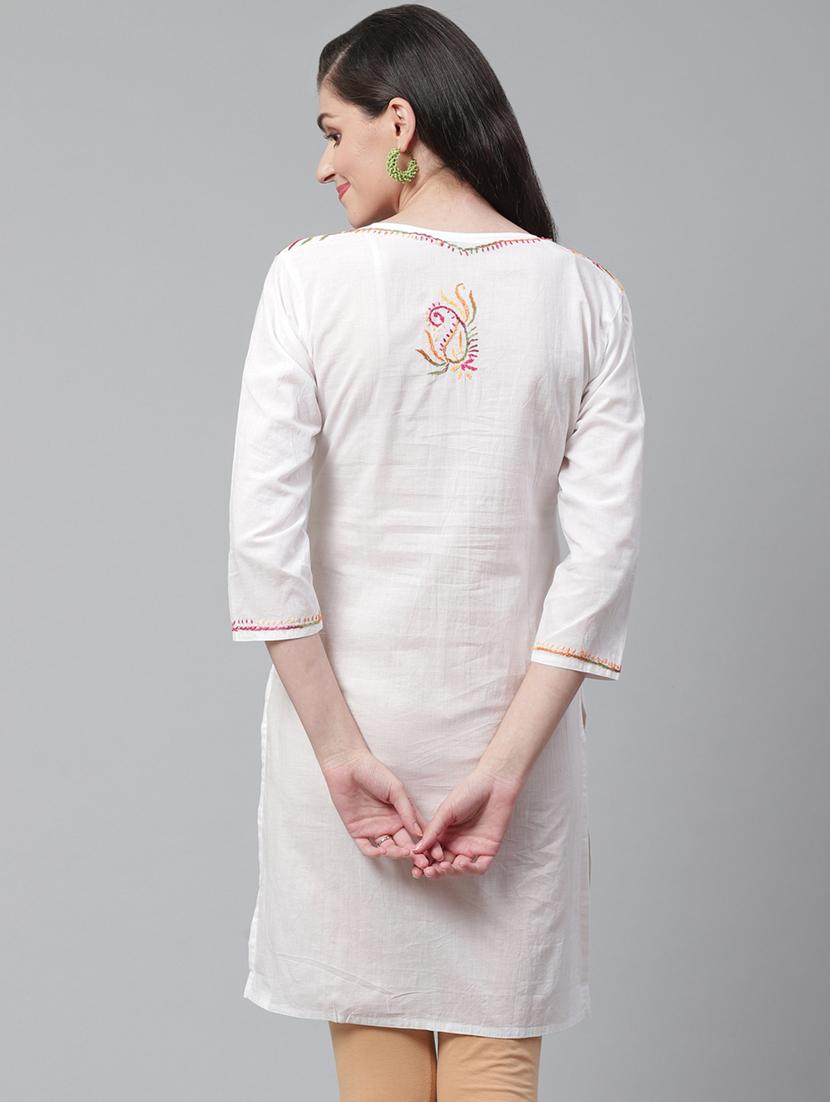chikankari straight kurta - 17559113 - Zoom Image - 3
