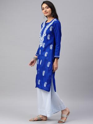 chikankari straight kurta - 17559115 - Standard Image - 2