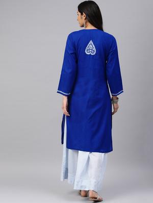 chikankari straight kurta - 17559115 - Standard Image - 3