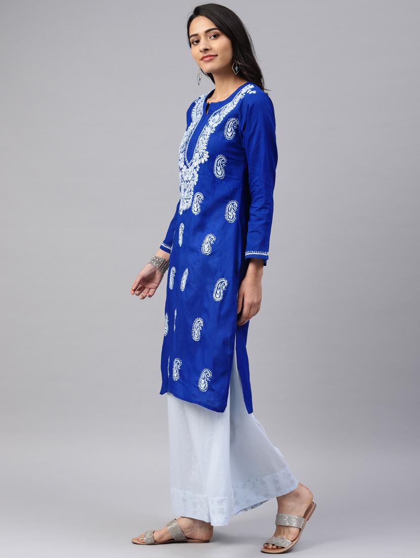 chikankari straight kurta - 17559115 - Zoom Image - 2