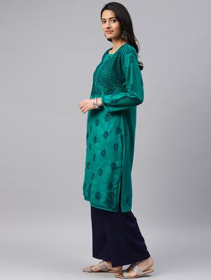 chikankari straight kurta - 17559116 - Standard Image - 2