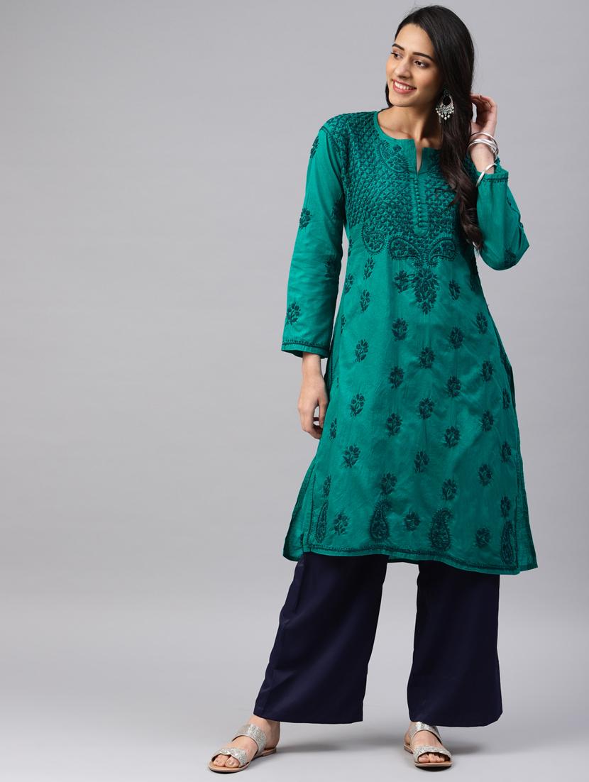 chikankari straight kurta - 17559116 - Zoom Image - 1