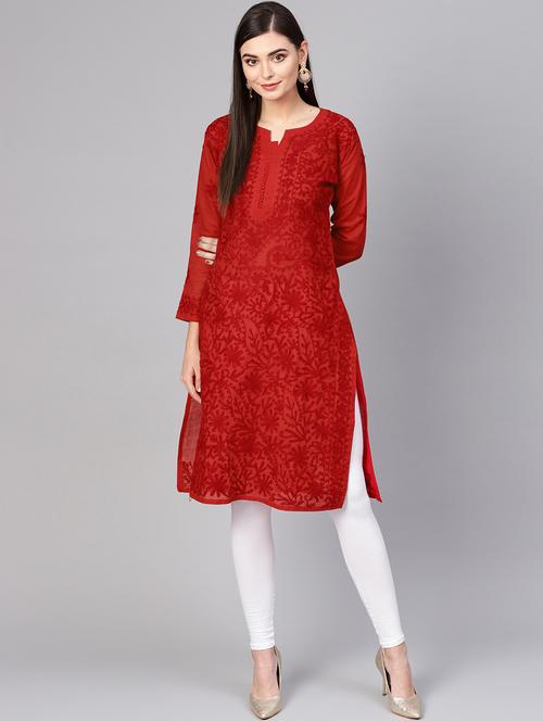 chikankari straight kurta - 17559123 - Standard Image - 1