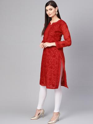 chikankari straight kurta - 17559123 - Standard Image - 2