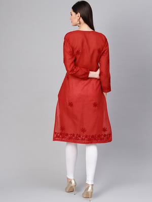 chikankari straight kurta - 17559123 - Standard Image - 3