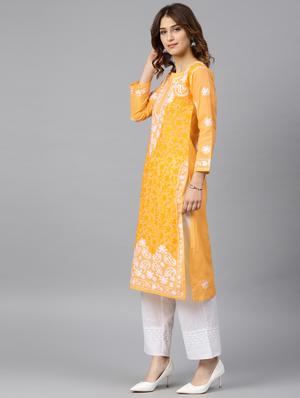 chikankari straight kurta - 17559130 - Standard Image - 2