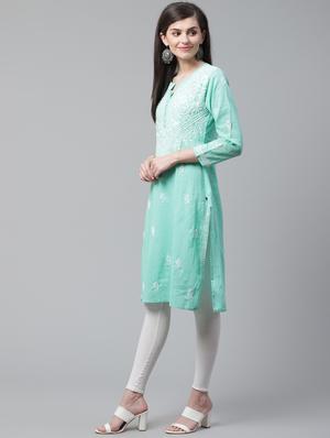 chikankari straight kurta - 17559132 - Standard Image - 2