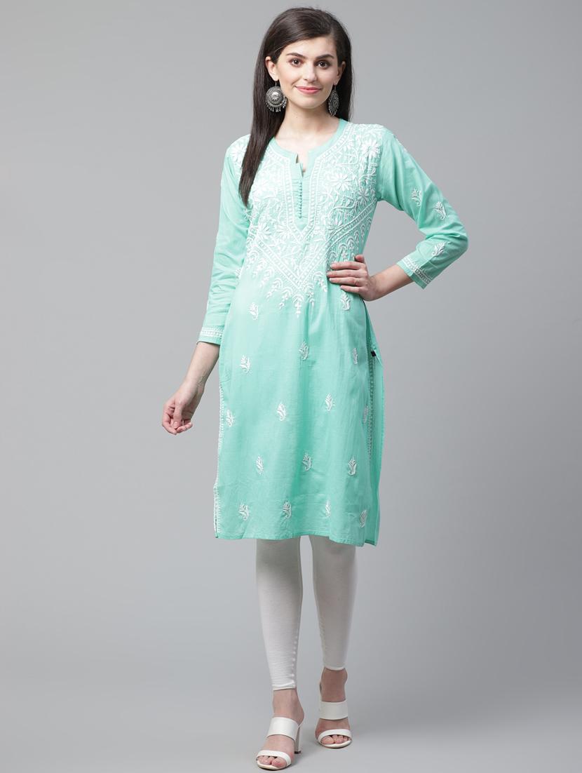 chikankari straight kurta - 17559132 - Zoom Image - 1