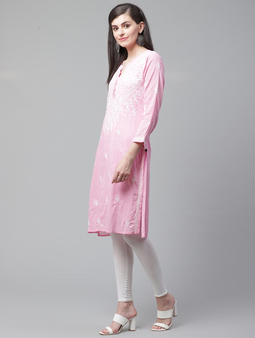 chikankari straight kurta - 17559133 - Zoom Image - 2