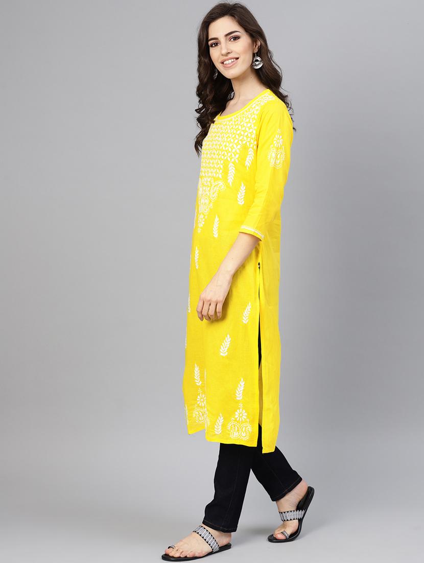 chikankari straight kurta - 17559136 - Zoom Image - 2