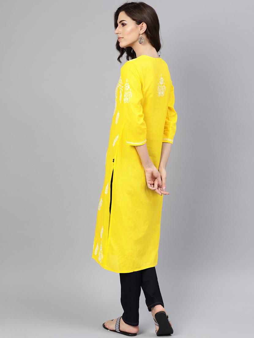 chikankari straight kurta - 17559136 - Zoom Image - 3