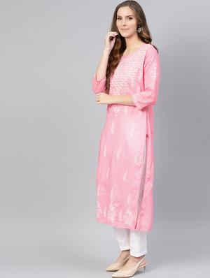chikankari straight kurta - 17559137 - Standard Image - 2