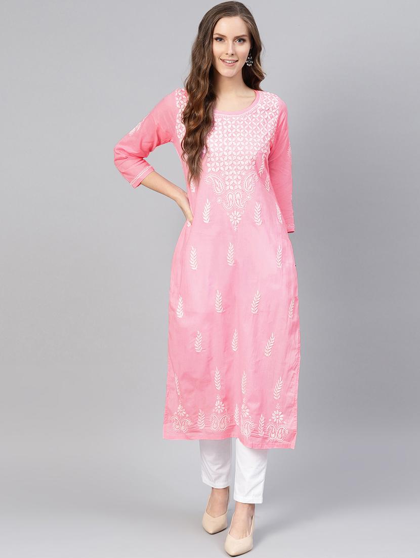 chikankari straight kurta - 17559137 - Zoom Image - 1
