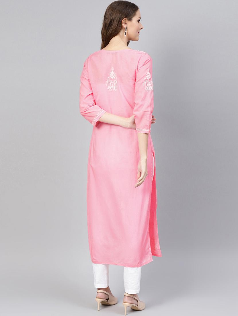 chikankari straight kurta - 17559137 - Zoom Image - 3