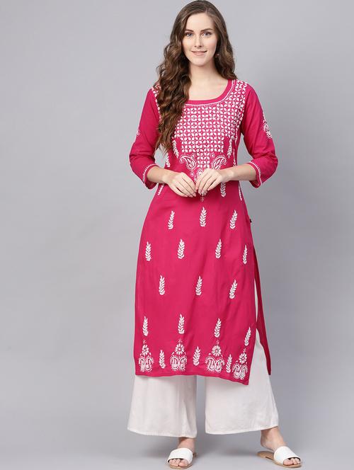 chikankari straight kurta - 17559138 - Standard Image - 1