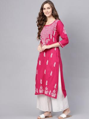 chikankari straight kurta - 17559138 - Standard Image - 2