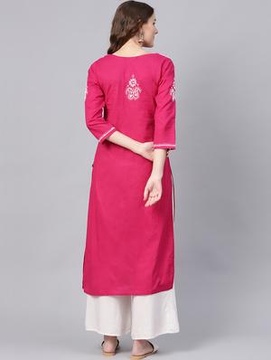 chikankari straight kurta - 17559138 - Standard Image - 3