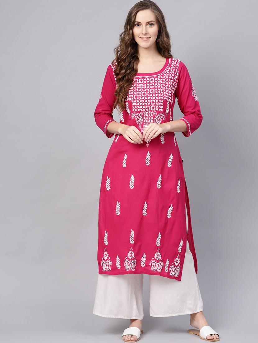 chikankari straight kurta - 17559138 - Zoom Image - 1