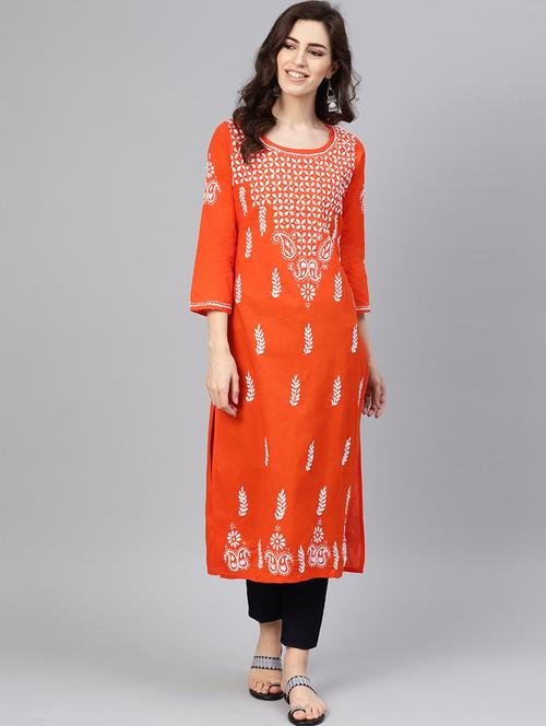 chikankari straight kurta - 17559142 - Standard Image - 1