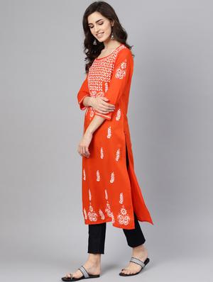 chikankari straight kurta - 17559142 - Standard Image - 2