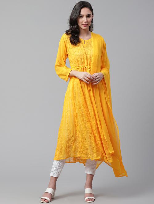chikankari anarkali kurta - 17559167 - Standard Image - 1