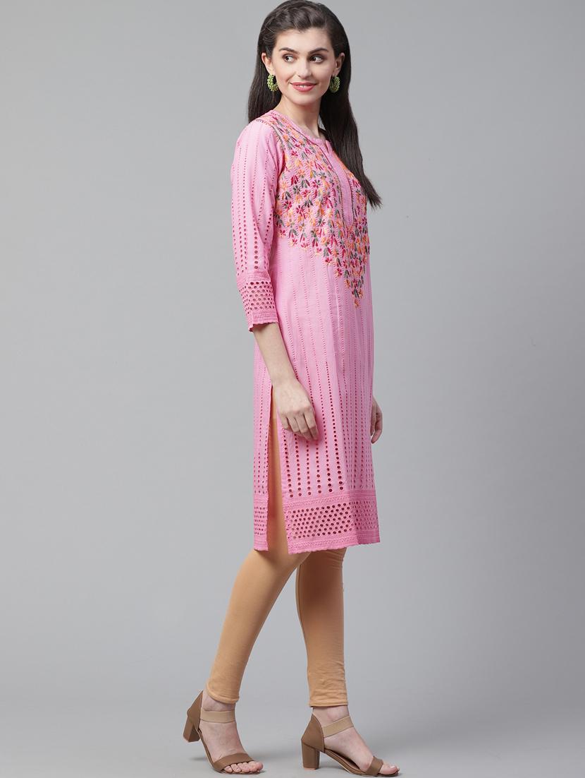 chikankari straight kurta - 17559178 - Zoom Image - 2