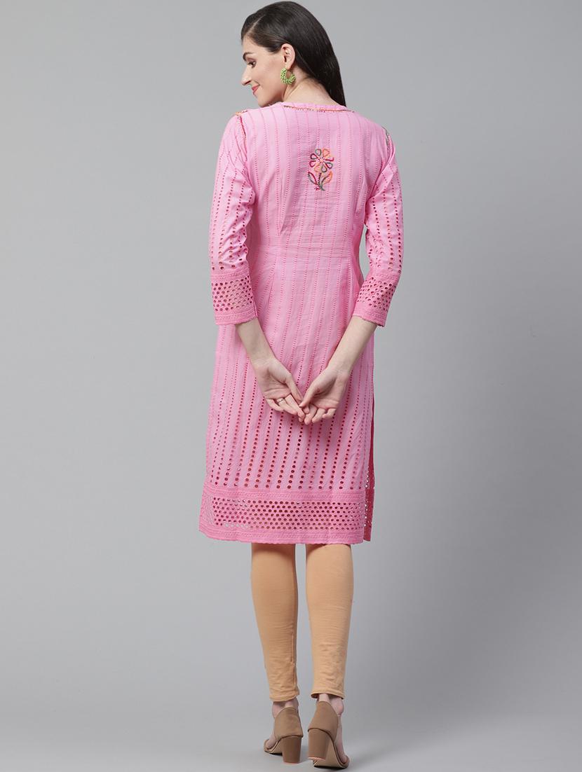 chikankari straight kurta - 17559178 - Zoom Image - 3