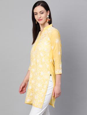 chikankari straight kurti - 17559186 - Standard Image - 2