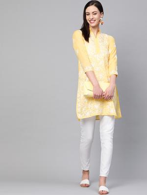 chikankari straight kurti - 17559186 - Standard Image - 4