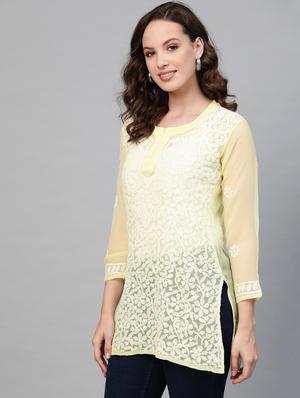 chikankari straight kurti - 17559189 - Standard Image - 2