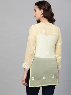 chikankari straight kurti - 17559189 - Standard Image - 3