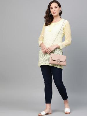 chikankari straight kurti - 17559189 - Standard Image - 4