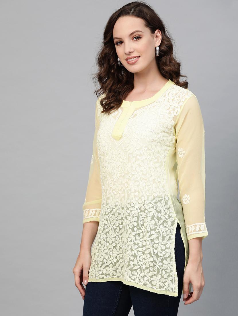 chikankari straight kurti - 17559189 - Zoom Image - 2
