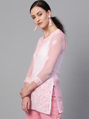 chikankari straight kurti - 17559190 - Standard Image - 2