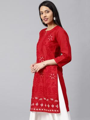 chikankari straight kurta - 17559198 - Standard Image - 2