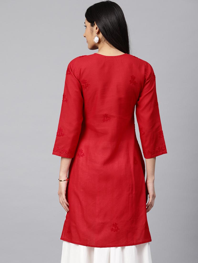 chikankari straight kurta - 17559198 - Zoom Image - 3