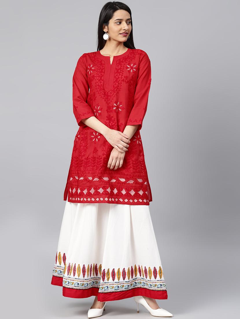 chikankari straight kurta - 17559198 - Zoom Image - 4