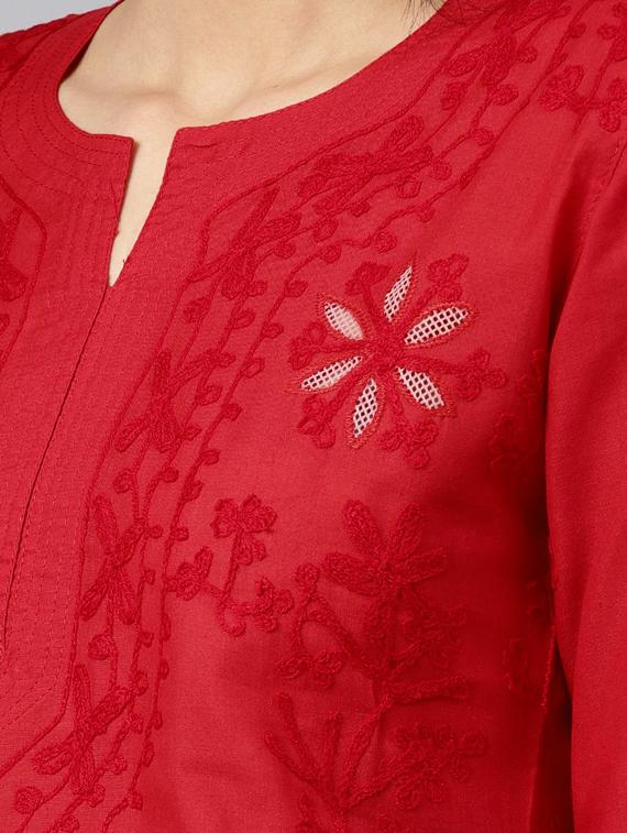 chikankari straight kurta - 17559198 - Zoom Image - 5