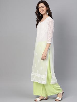 chikankari straight kurta - 17559221 - Standard Image - 2