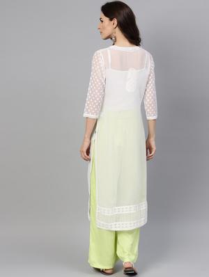 chikankari straight kurta - 17559221 - Standard Image - 3