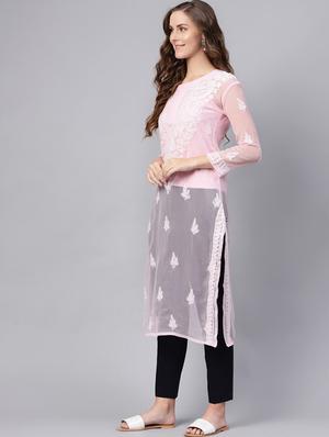 chikankari straight kurta - 17559226 - Standard Image - 2