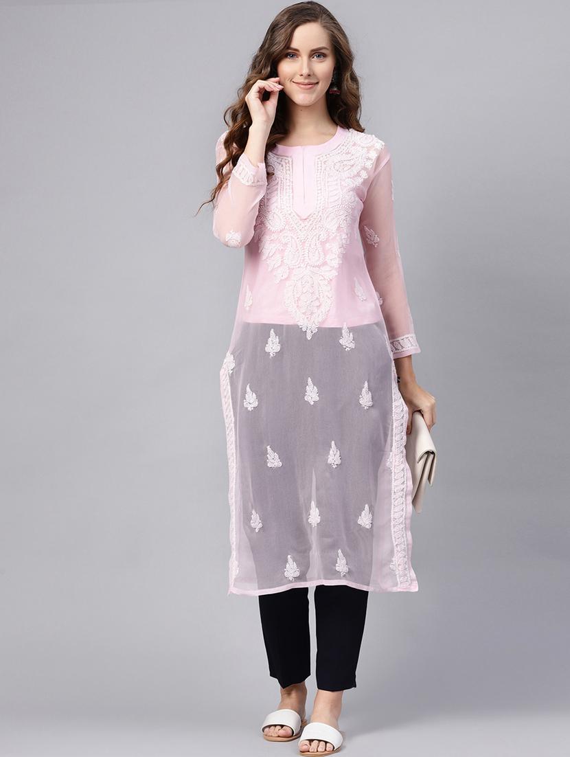 chikankari straight kurta - 17559226 - Zoom Image - 1