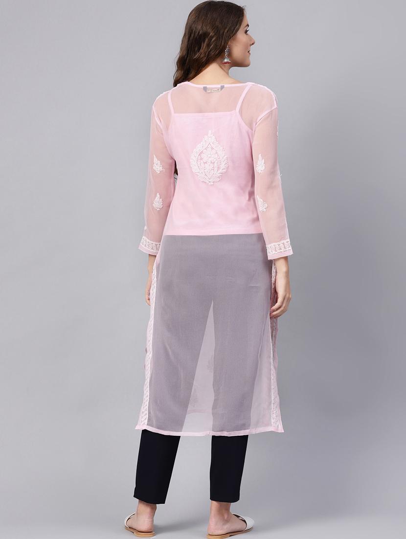 chikankari straight kurta - 17559226 - Zoom Image - 3