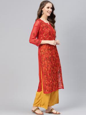 chikankari straight kurta - 17559231 - Standard Image - 2