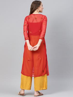 chikankari straight kurta - 17559231 - Standard Image - 3