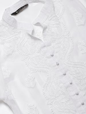 white georgette straight kurta - 17559238 - Standard Image - 4