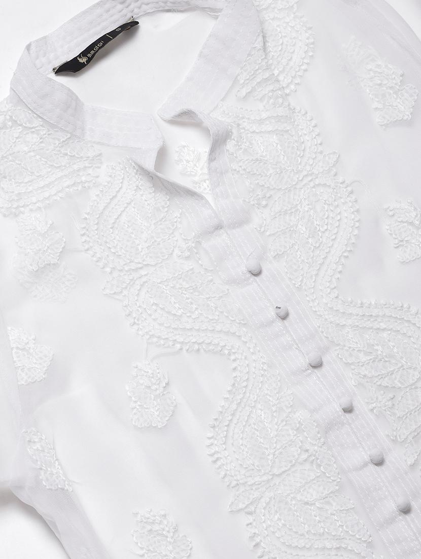 white georgette straight kurta - 17559238 - Zoom Image - 4