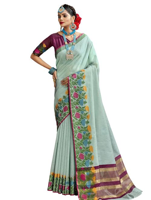 floral bordered saree with blouse - 17559534 - Standard Image - 1