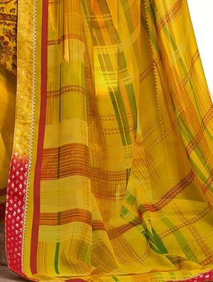 abstract printed saree with blouse - 17559600 - Standard Image - 2