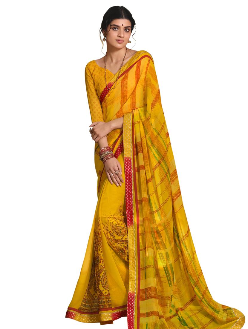 abstract printed saree with blouse - 17559600 - Zoom Image - 1